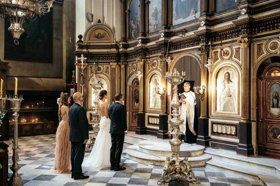 wedding ceremony inside historic church montenegro videography